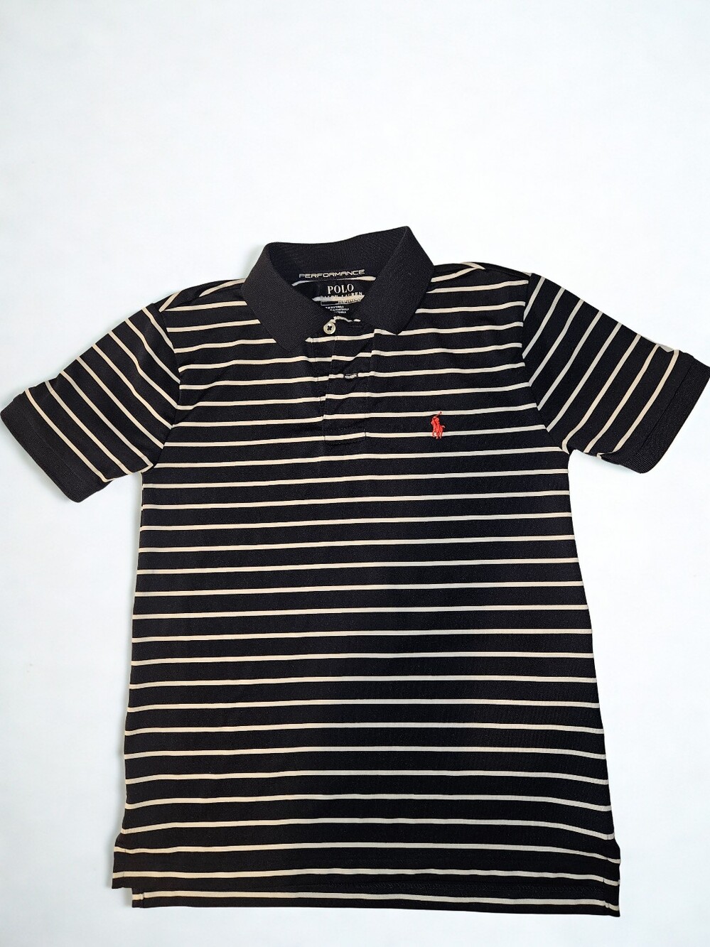Polo by Ralph Lauren Navy Performance Striped Polo_ Boys Size 8